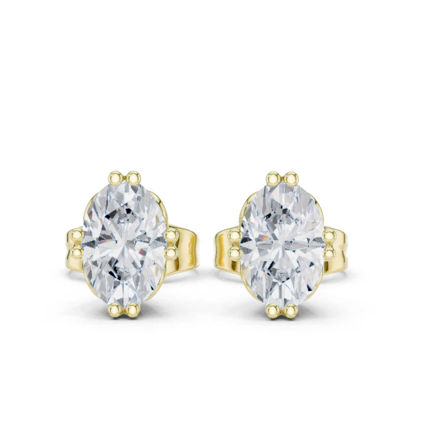 Oval Lab Grown Diamond Solitaire Rose Gold Stud Earring