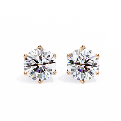 Vintage 2.62Ct Round Cut Diamond Unique 6 Prong Set Art Deco Solitaire Screw Back Stud Earring Gift For Her