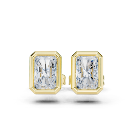 Radiant Cut Lab Grown Diamond Vintage Stud Earrings
