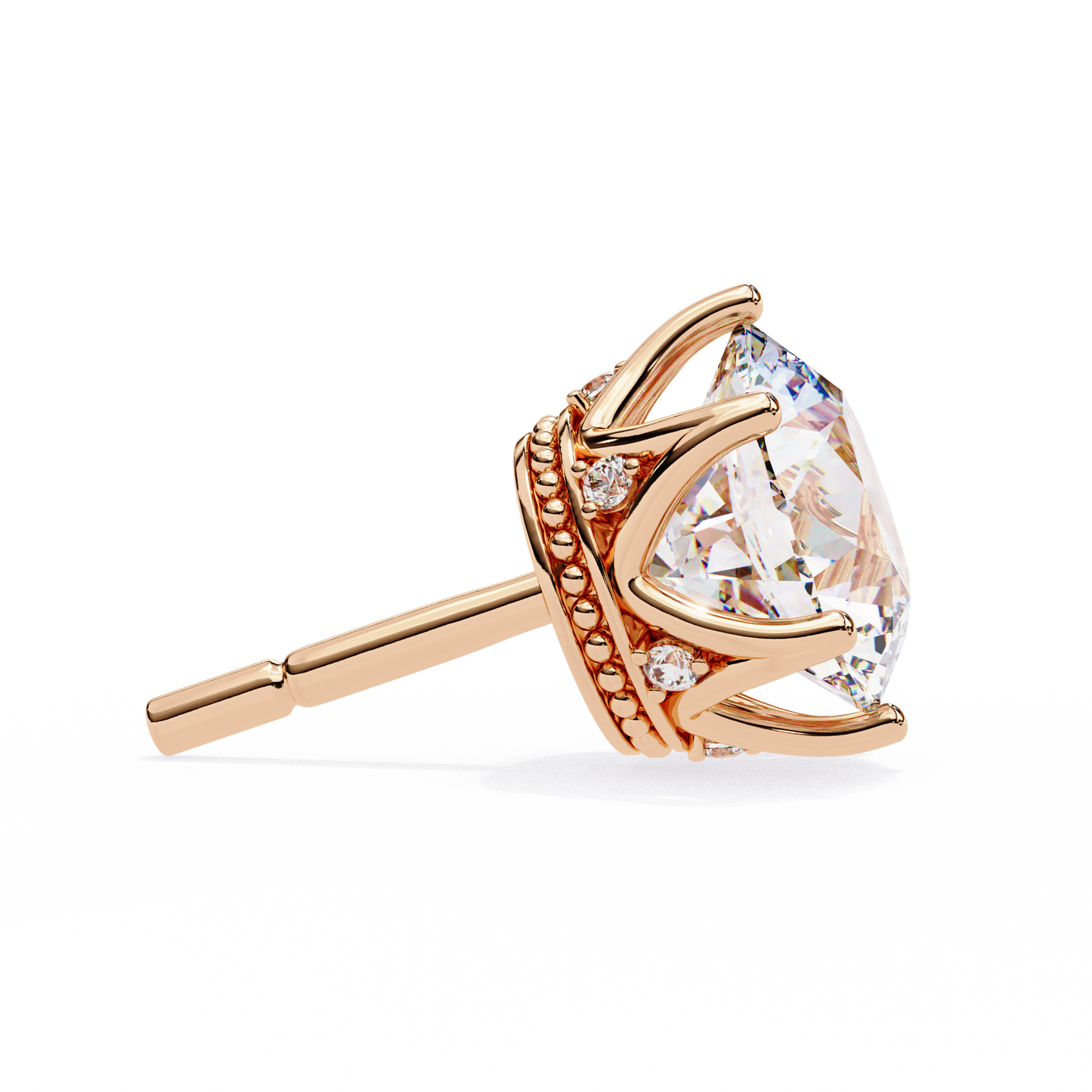 Vintage 2.62Ct Round Cut Diamond Unique 6 Prong Set Art Deco Solitaire Screw Back Stud Earring Gift For Her