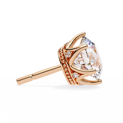 Vintage 2.62Ct Round Cut Diamond Unique 6 Prong Set Art Deco Solitaire Screw Back Stud Earring Gift For Her