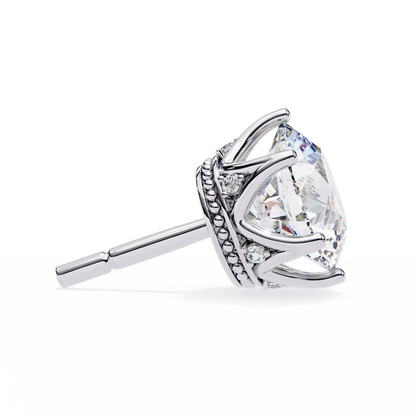 Vintage 2.62Ct Round Cut Diamond Unique 6 Prong Set Art Deco Solitaire Screw Back Stud Earring Gift For Her