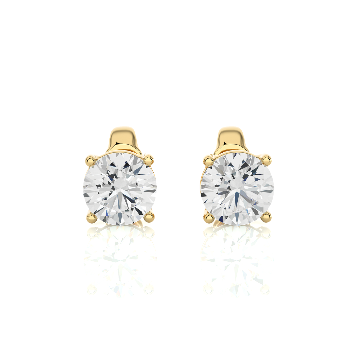 14K White Gold Round Solitaire Stud Earrings