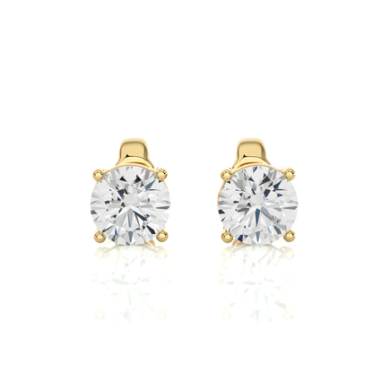 14K White Gold Round Solitaire Stud Earrings
