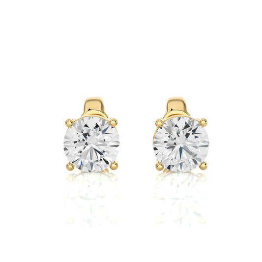 14K White Gold Round Solitaire Stud Earrings