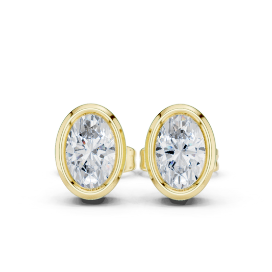 Oval Cut Lab Grown Diamond Vintage Stud Earrings