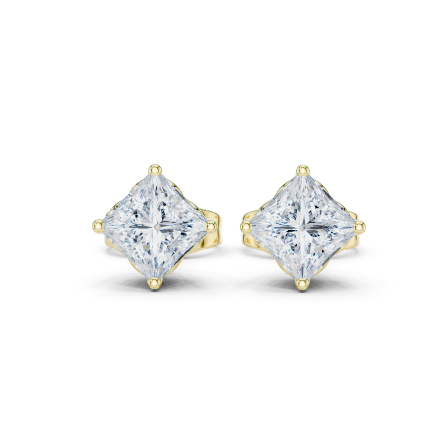 Princess Cut Lab Grown Diamond Prong Set Stud Earring