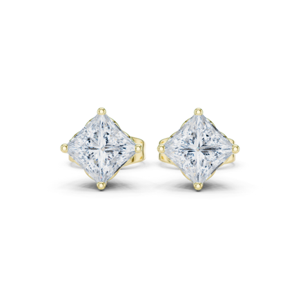 Princess Cut Lab Grown Diamond Prong Set Stud Earring