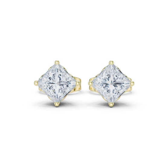 Princess Cut Lab Grown Diamond Prong Set Stud Earring