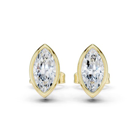 Marquise Cut Lab Grown Diamond Bezel Stud Earrings