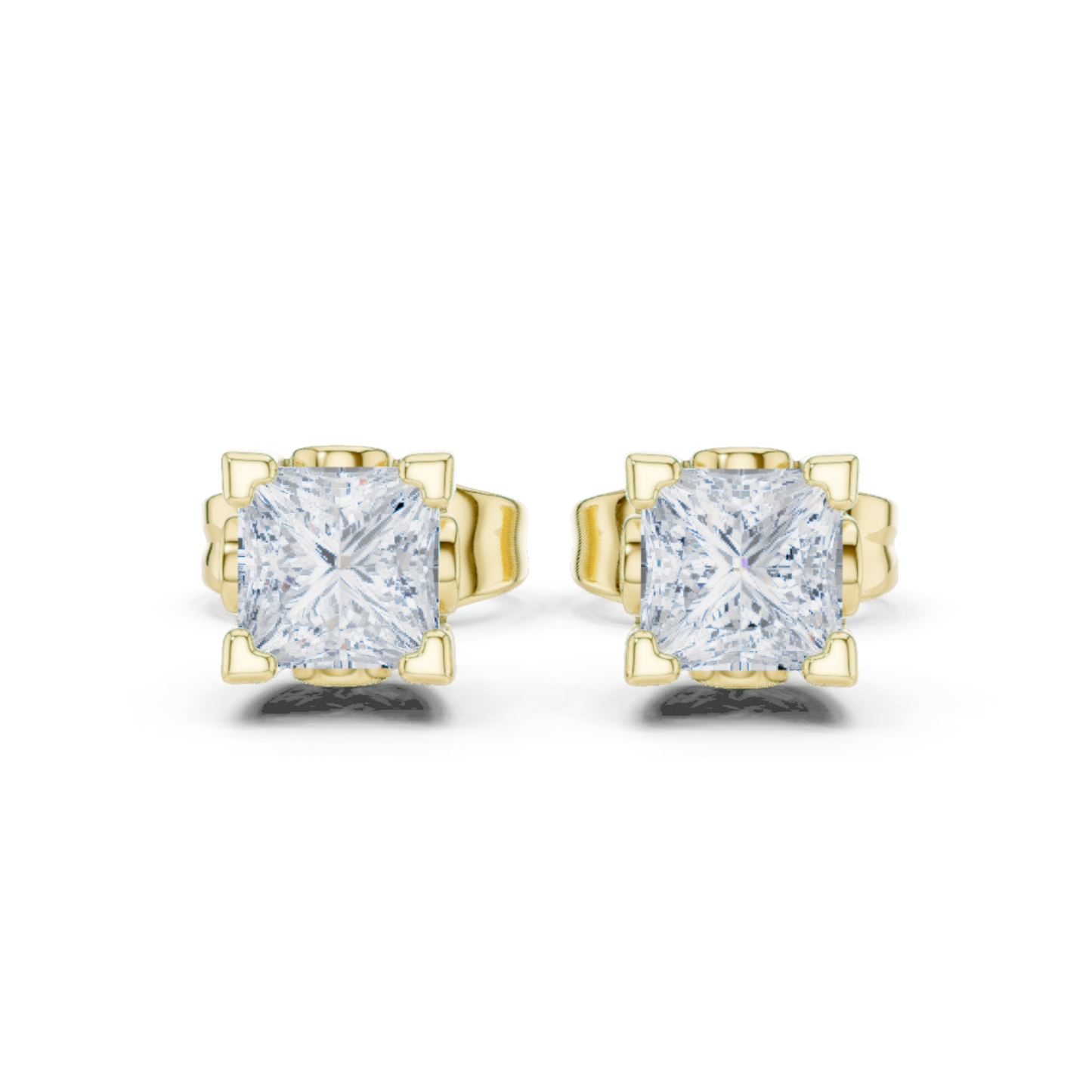Princess Cut Lab Grown Classic Studs Solitaire Diamond Earring