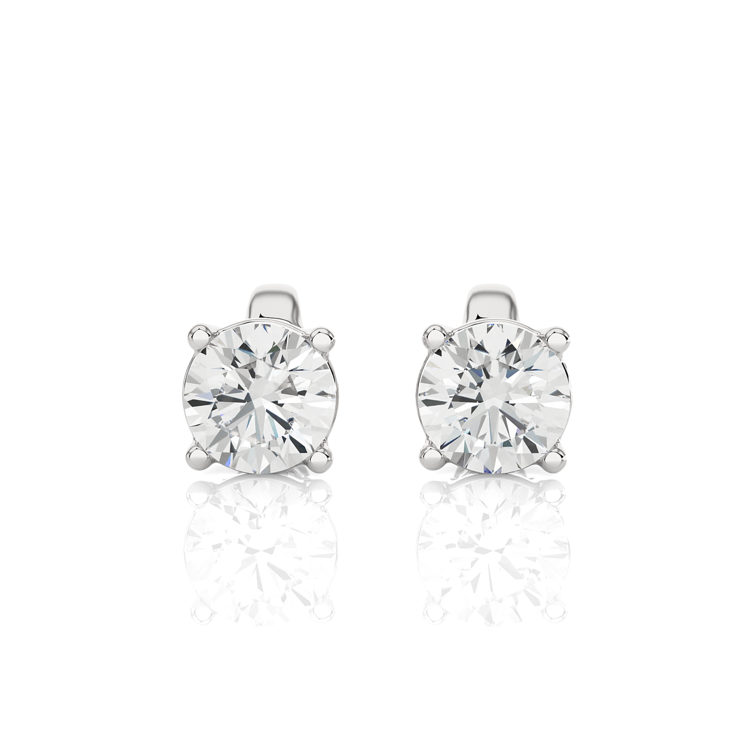 14K Yellow Gold Round Brilliant Cut Diamond Earrings