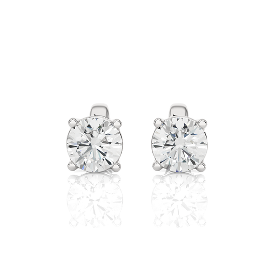 14K Yellow Gold Round Brilliant Cut Diamond Earrings