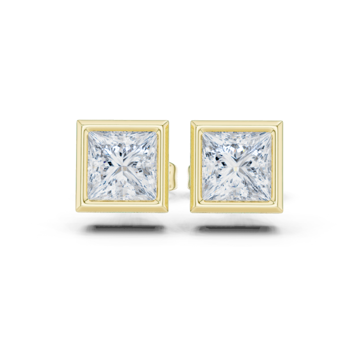 Princess Cut Lab Grown Diamond Vintage Stud Earrings