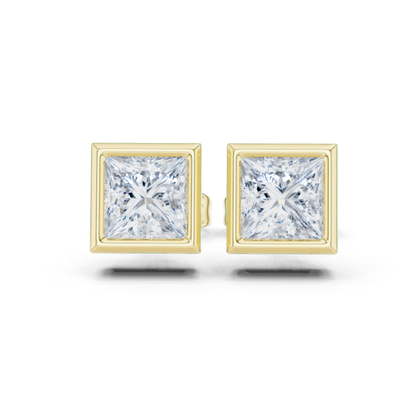 Princess Cut Lab Grown Diamond Vintage Stud Earrings
