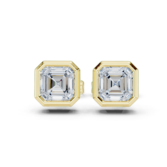 1.00CT Asscher Cut Diamond 14k Solid Yellow Gold Vintage Classic Affordable Stud Earring For Her