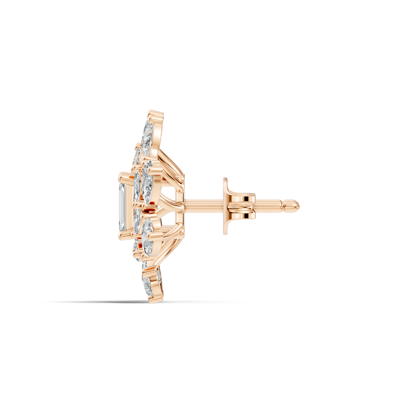 4.12Ct Marquise, Pear and Emerald  Shape Diamond Vintage Flower Shape Dainty Wedding  Earrings For Women's