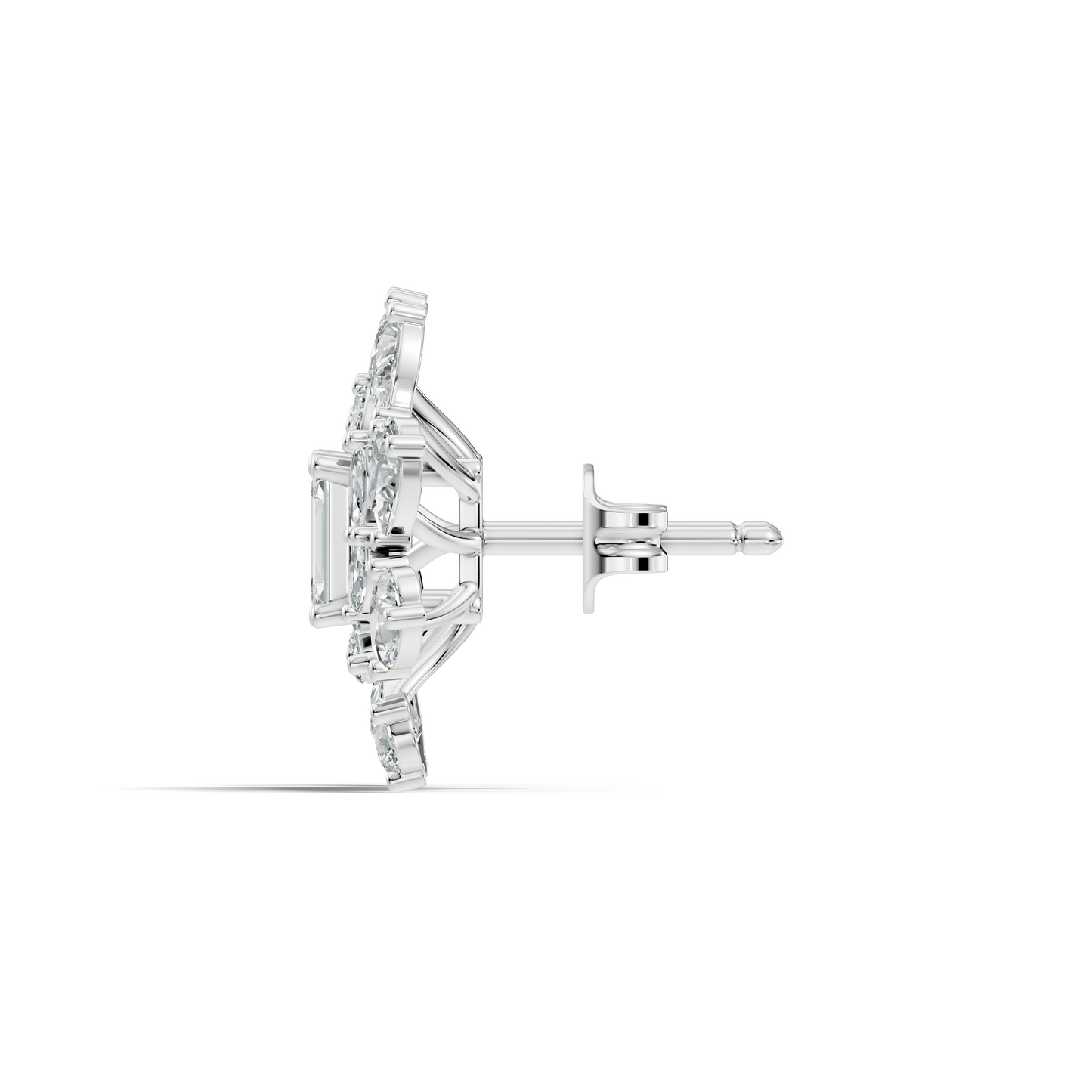 4.12Ct Marquise, Pear and Emerald  Shape Diamond Vintage Flower Shape Dainty Wedding  Earrings For Women's