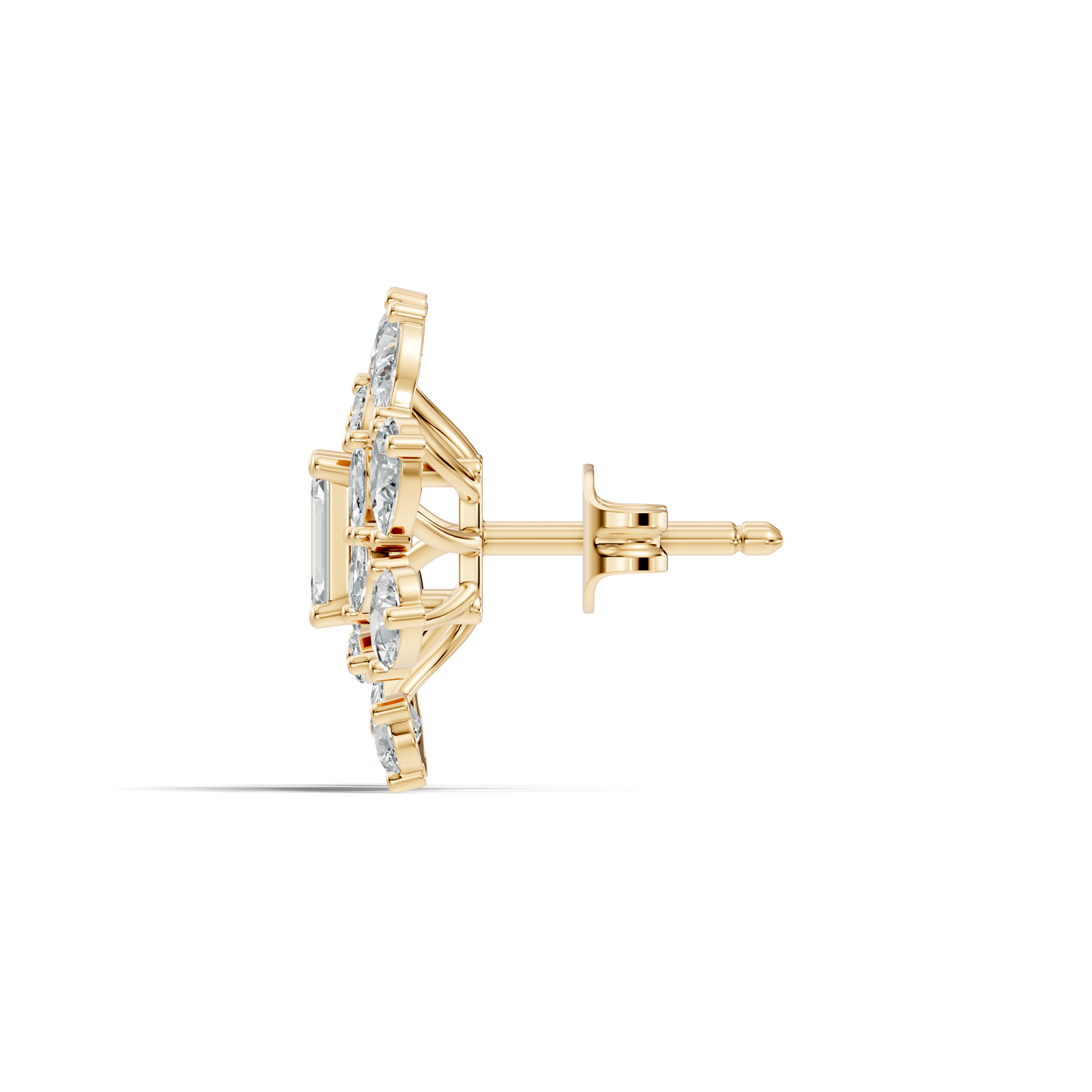 4.12Ct Marquise, Pear and Emerald  Shape Diamond Vintage Flower Shape Dainty Wedding  Earrings For Women's