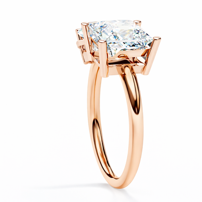 4.30 CT Pear And Princess Cut Cluster Two Diamond Antique Cut Promise Diamond Ring - HIGHCARAT DIAMONDS
