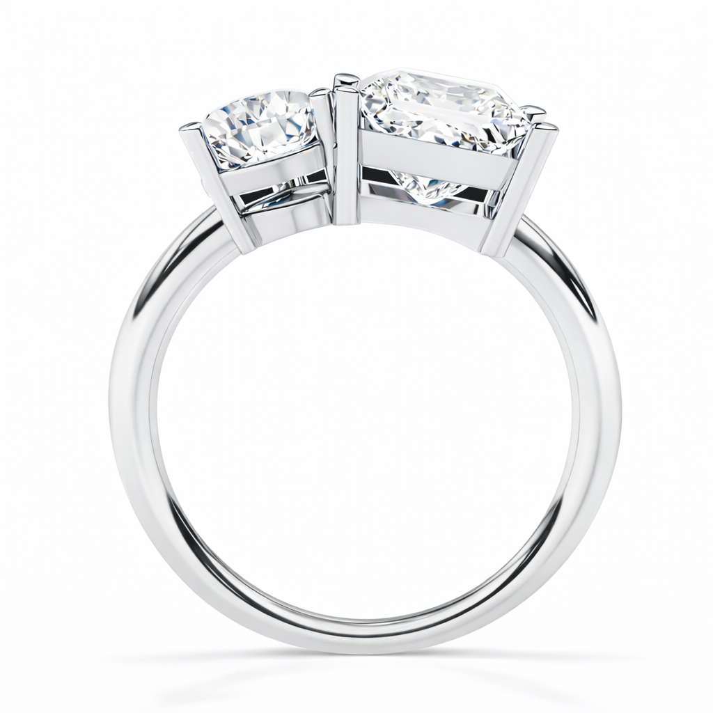 4.30 CT Pear And Princess Cut Cluster Two Diamond Antique Cut Promise Diamond Ring - HIGHCARAT DIAMONDS