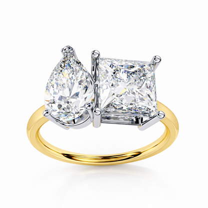 4.30 CT Pear And Princess Cut Cluster Two Diamond Antique Cut Promise Diamond Ring - HIGHCARAT DIAMONDS