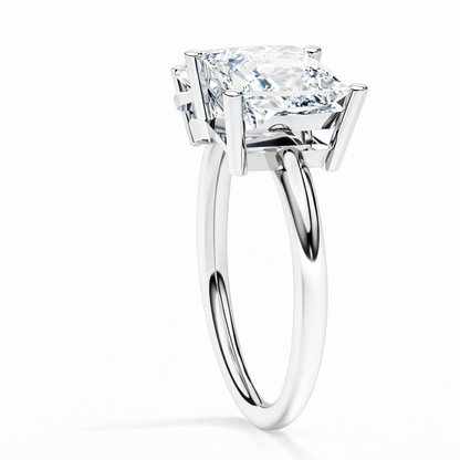 4.30 CT Pear And Princess Cut Cluster Two Diamond Antique Cut Promise Diamond Ring - HIGHCARAT DIAMONDS
