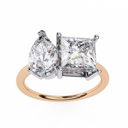 4.30 CT Pear And Princess Cut Cluster Two Diamond Antique Cut Promise Diamond Ring - HIGHCARAT DIAMONDS