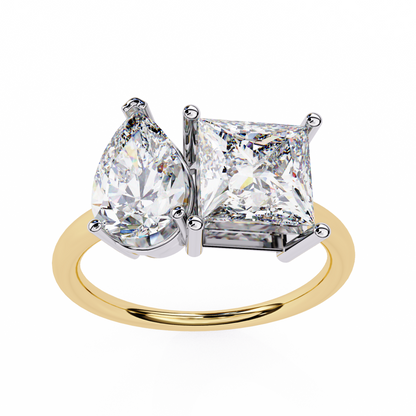 4.30 CT Pear And Princess Cut Cluster Two Diamond Antique Cut Promise Diamond Ring - HIGHCARAT DIAMONDS