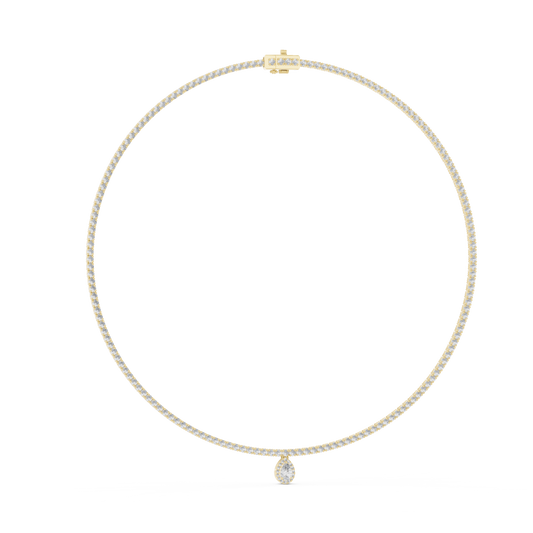 4.53 Ct Round & Pear Shape Lab Grown Solid vintage Diamond Necklace For Anniversary Gift - HIGHCARAT DIAMONDS