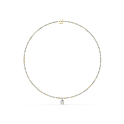 4.53 Ct Round & Pear Shape Lab Grown Solid vintage Diamond Necklace For Anniversary Gift - HIGHCARAT DIAMONDS