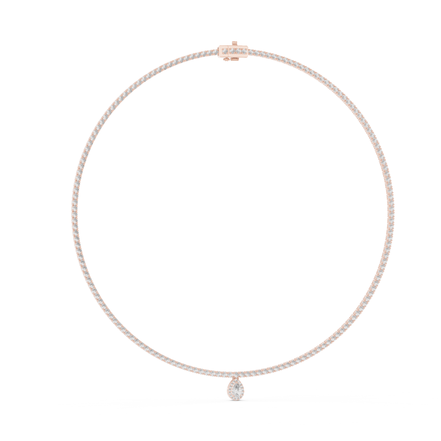 4.53 Ct Round & Pear Shape Lab Grown Solid vintage Diamond Necklace For Anniversary Gift - HIGHCARAT DIAMONDS