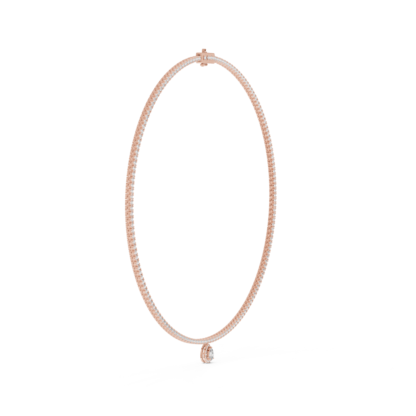 4.53 Ct Round & Pear Shape Lab Grown Solid vintage Diamond Necklace For Anniversary Gift - HIGHCARAT DIAMONDS