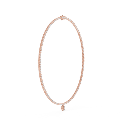 4.53 Ct Round & Pear Shape Lab Grown Solid vintage Diamond Necklace For Anniversary Gift - HIGHCARAT DIAMONDS