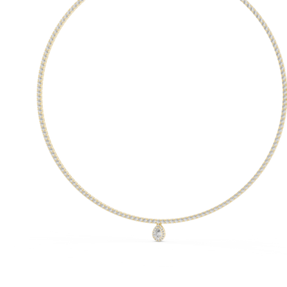4.53 Ct Round & Pear Shape Lab Grown Solid vintage Diamond Necklace For Anniversary Gift - HIGHCARAT DIAMONDS
