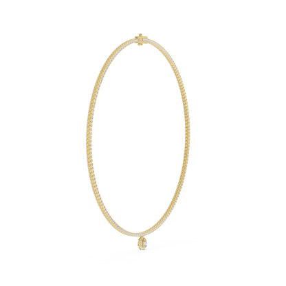 4.53 Ct Round & Pear Shape Lab Grown Solid vintage Diamond Necklace For Anniversary Gift - HIGHCARAT DIAMONDS