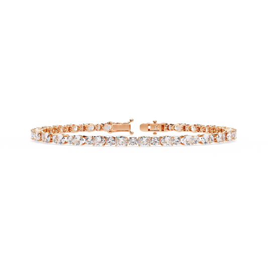 4.64Ct Oval And Round Cut Diamond Delicate Stunning Dainty Elegant Sparkling Women's Tennis Bracelet - HIGHCARAT DIAMONDS