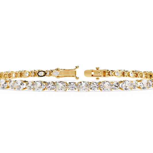 4.64Ct Oval And Round Cut Diamond Delicate Stunning Dainty Elegant Sparkling Women's Tennis Bracelet - HIGHCARAT DIAMONDS