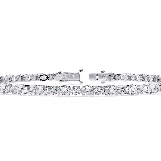 4.64Ct Oval And Round Cut Diamond Delicate Stunning Dainty Elegant Sparkling Women's Tennis Bracelet - HIGHCARAT DIAMONDS