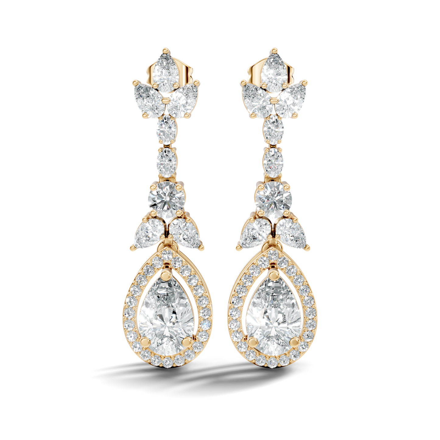 Three Type Stone Round,Oval, & Pear Shape Lab Grown Diamond 4.83 Ct Sparkling Diamond Earrings For Her - HIGHCARAT DIAMONDS