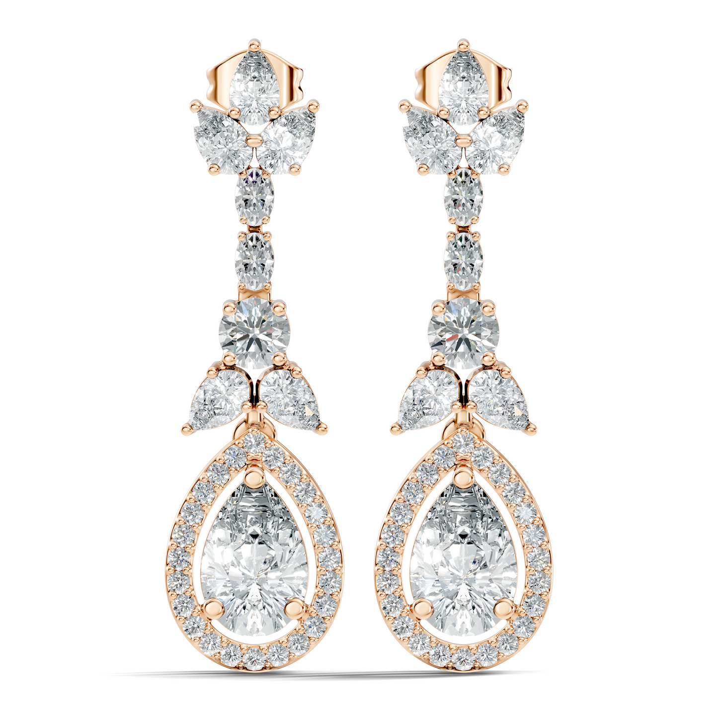 Three Type Stone Round,Oval, & Pear Shape Lab Grown Diamond 4.83 Ct Sparkling Diamond Earrings For Her - HIGHCARAT DIAMONDS