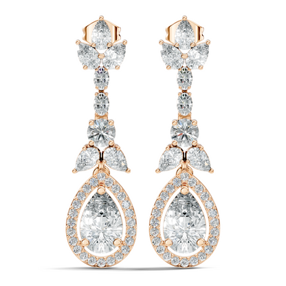 Three Type Stone Round,Oval, & Pear Shape Lab Grown Diamond 4.83 Ct Sparkling Diamond Earrings For Her - HIGHCARAT DIAMONDS