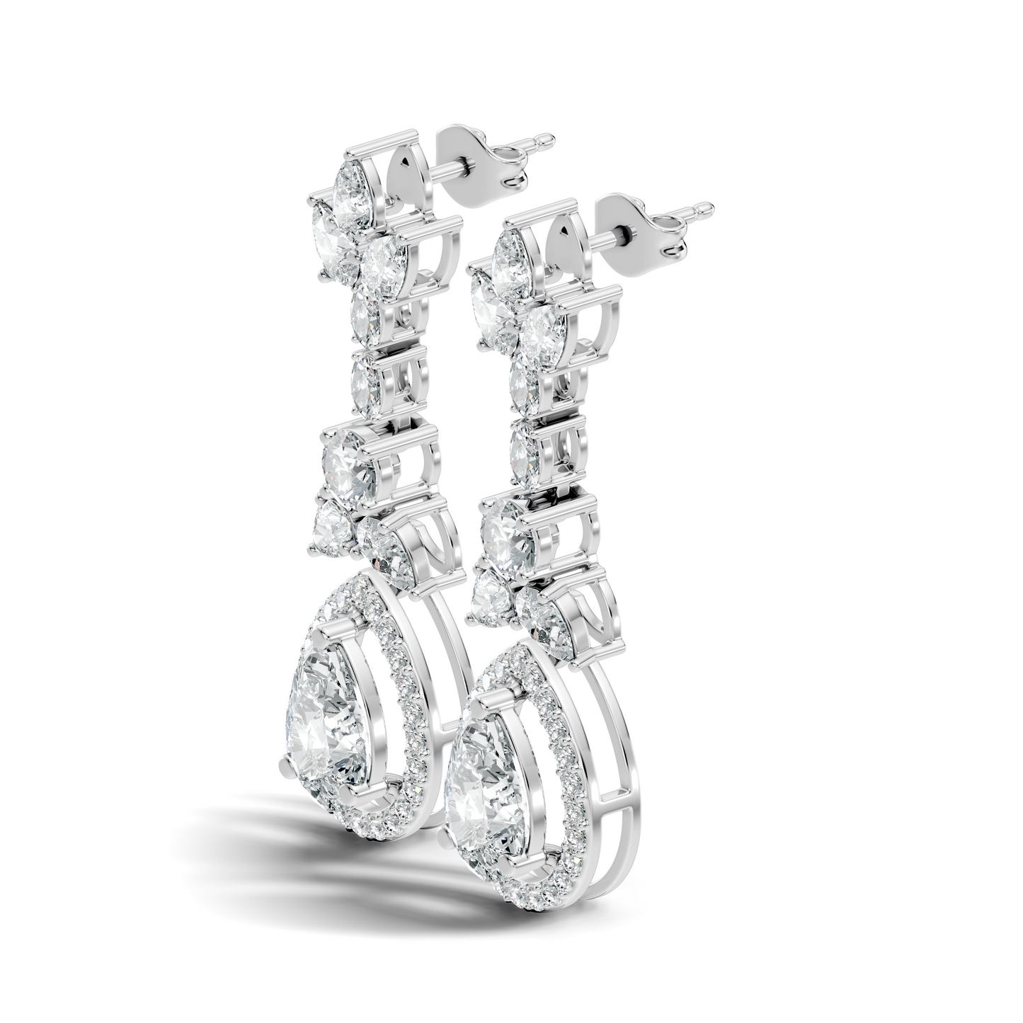 Three Type Stone Round,Oval, & Pear Shape Lab Grown Diamond 4.83 Ct Sparkling Diamond Earrings For Her - HIGHCARAT DIAMONDS