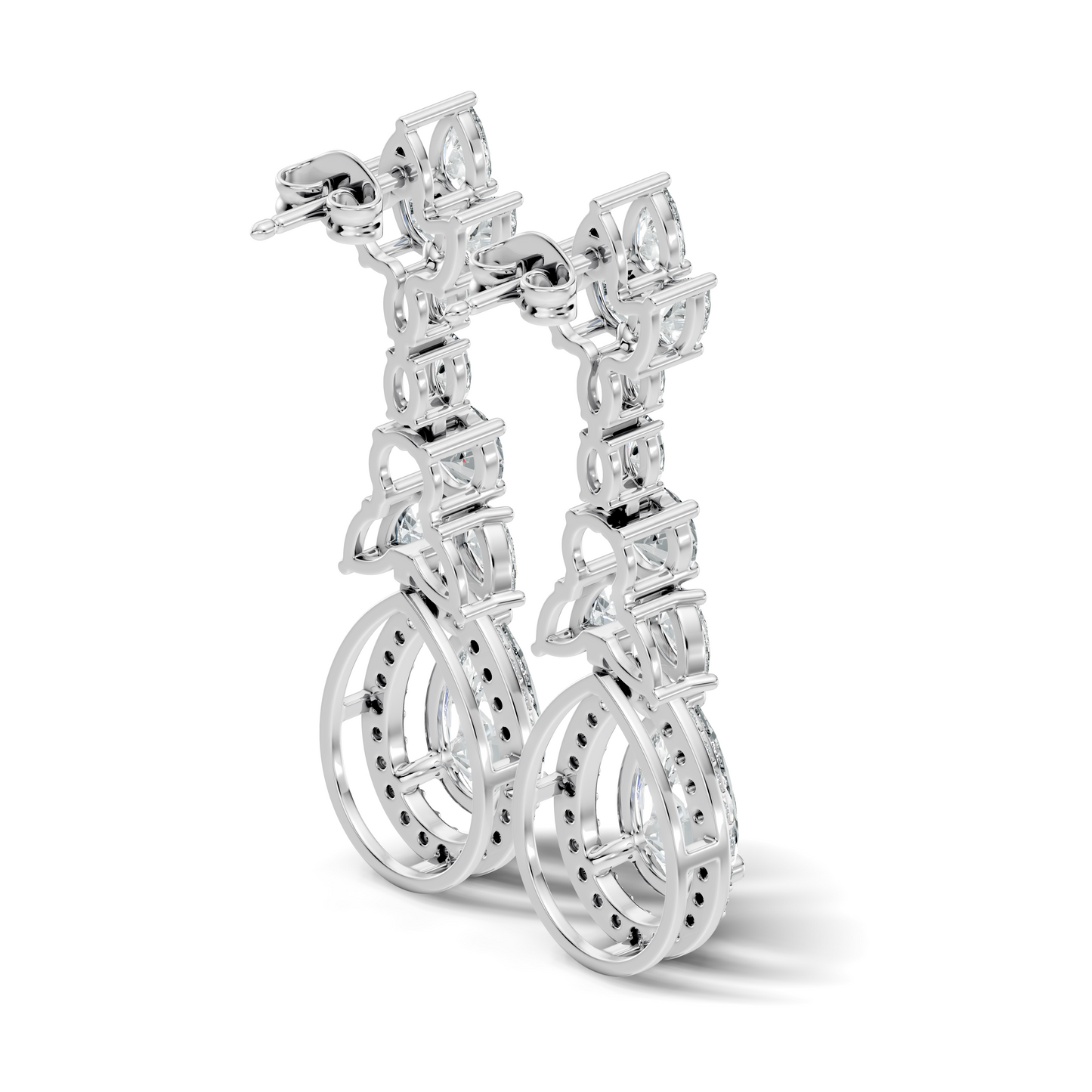 Three Type Stone Round,Oval, & Pear Shape Lab Grown Diamond 4.83 Ct Sparkling Diamond Earrings For Her - HIGHCARAT DIAMONDS