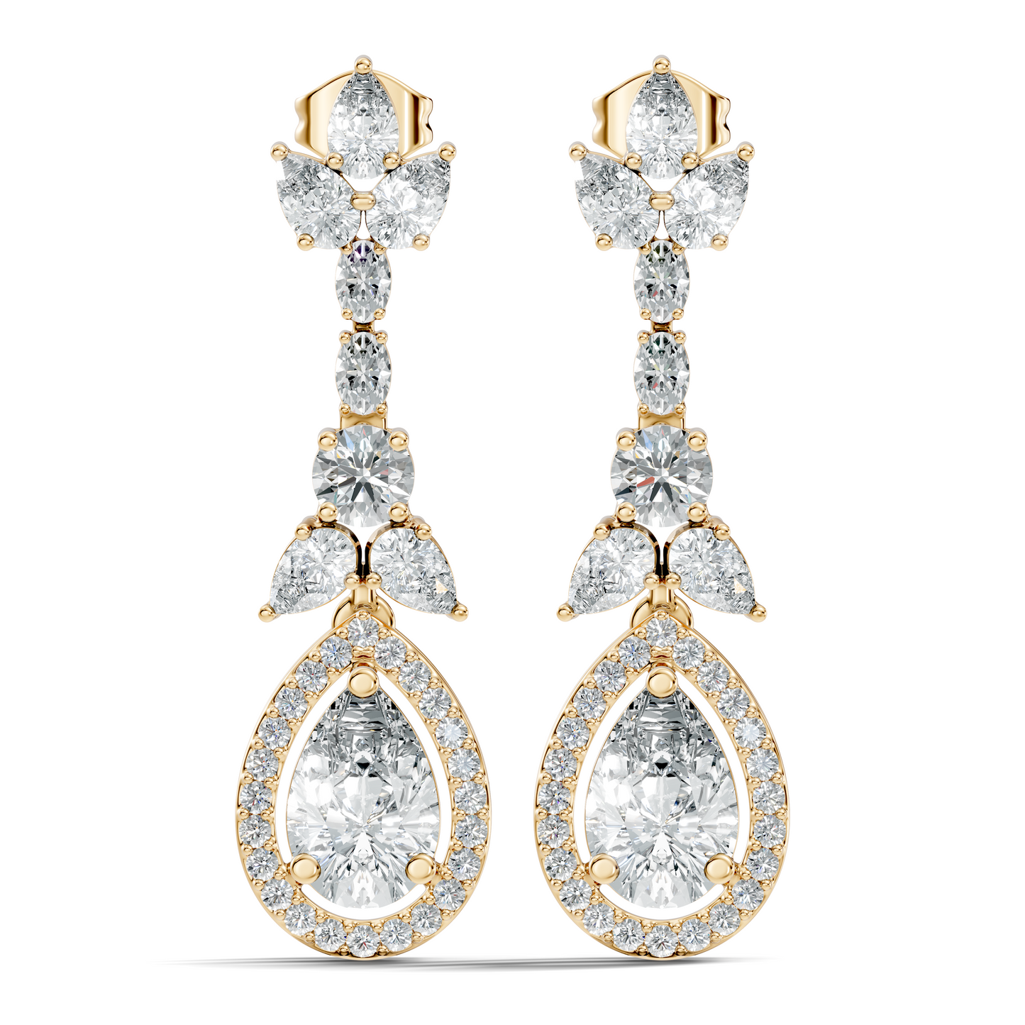 Three Type Stone Round,Oval, & Pear Shape Lab Grown Diamond 4.83 Ct Sparkling Diamond Earrings For Her - HIGHCARAT DIAMONDS