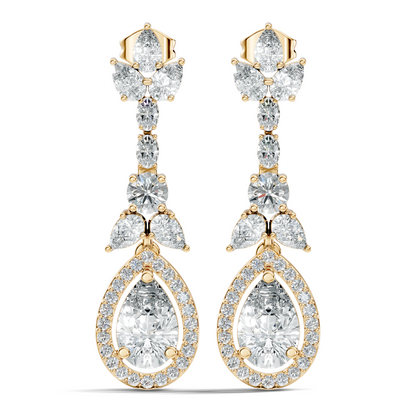 Three Type Stone Round,Oval, & Pear Shape Lab Grown Diamond 4.83 Ct Sparkling Diamond Earrings For Her - HIGHCARAT DIAMONDS