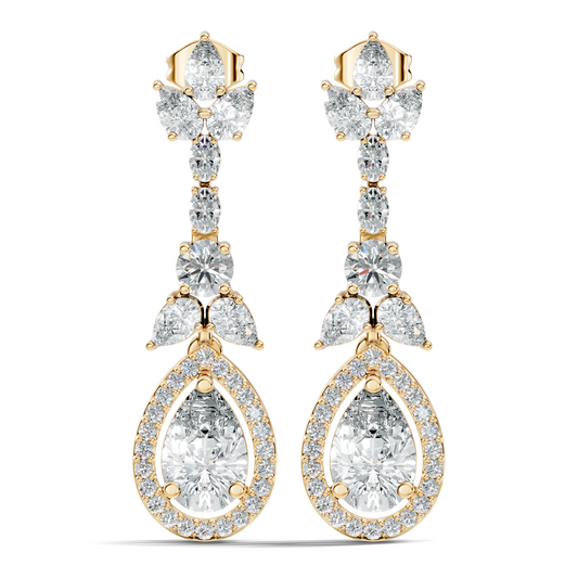 Three Type Stone Round,Oval, & Pear Shape Lab Grown Diamond 4.83 Ct Sparkling Diamond Earrings For Her - HIGHCARAT DIAMONDS