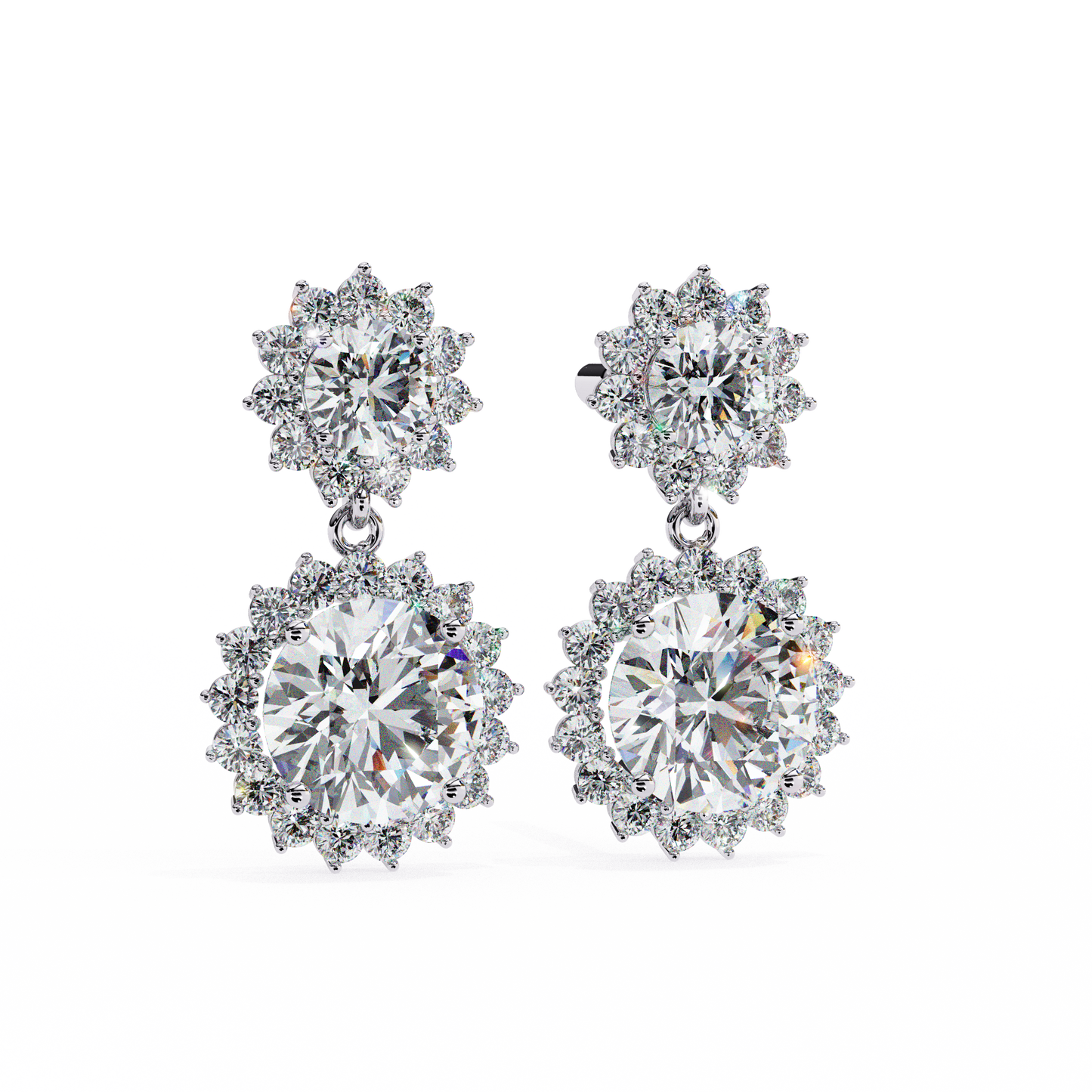 1.37Ct Round Cut Lab Grown Diamond Flower Shape Antique Elegant Classic Dainty Perfect Drop Earring For Gift