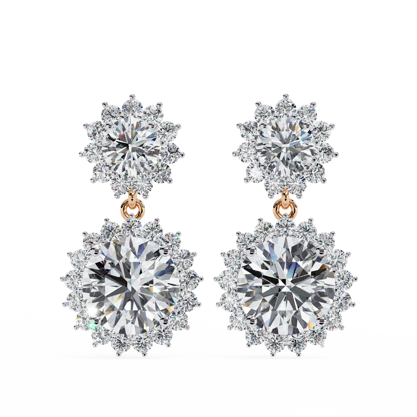 1.37Ct Round Cut Lab Grown Diamond Flower Shape Antique Elegant Classic Dainty Perfect Drop Earring For Gift