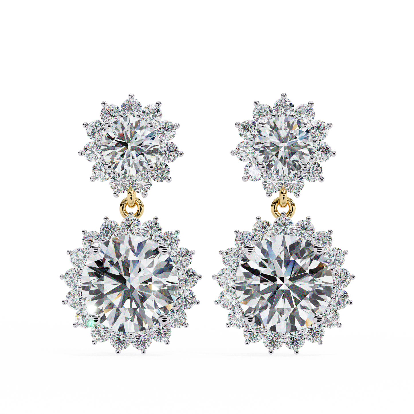 1.37Ct Round Cut Lab Grown Diamond Flower Shape Antique Elegant Classic Dainty Perfect Drop Earring For Gift
